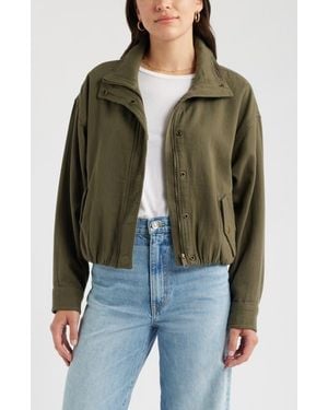 Caslon Bubble Hem Cotton Twill Jacket - Green