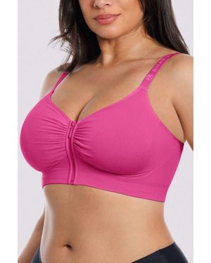 Shapellx Skin Flow Seamless Front-Zip Wireless Bra - Pink