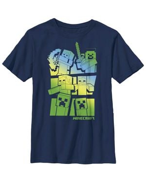 Minecraft Boy's Steve And Alex Vs. Mobs Graphic T-Shirt - Blue