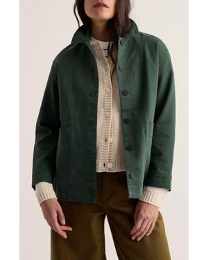 Seasalt Cornwall Croplands Herringbone Organic Cotton Jacket - Green