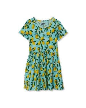 Lands' End Girls Short Sleeve Gathered Waist Jersey Dress - Green