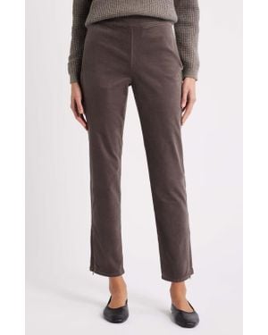 Eileen Fisher Zip Hem Slim Fit Stretch Organic Cotton Ankle Pants - Gray