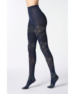Oroblu Shaded Leaves Tights - Blue