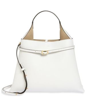 REE PROJECTS Mini Clare Belted Soft Pebble Grain Leather Tote - White