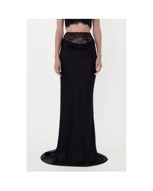 SAU LEE Lila Satin Trumpet Maxi Skirt - Black