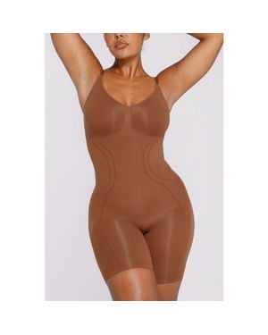 Shapellx Seamless Mid-Thigh Full Shaping Bodysuit - Brown