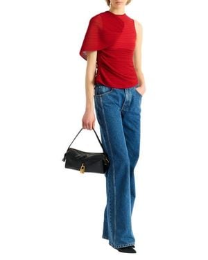 Balmain Sleeveless Asymmetrical Viscose Top - Red