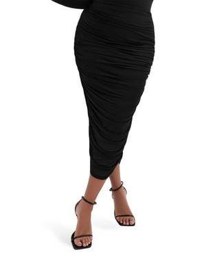 City Chic Anastasia Ruched Midi Skirt - Black