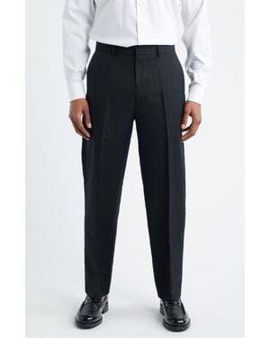 Open Edit Linen Blend Tapered Leg Pants - Blue