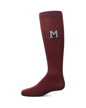 Memoi Houndstooth M Knee High Socks - Red