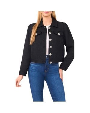 Cece Crystal Floral Button Jacket - Blue