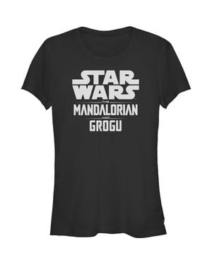 Star Wars: The Mandalorian Junior's Star Wars The Mandalorian And Grogu Official Bold Logo Graphic T-Shirt - Black