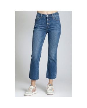 Apny Raw Hem Ankle Straight Leg Jeans - Blue