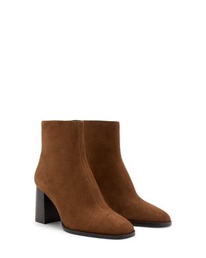 Mango Block Heel Bootie - Brown