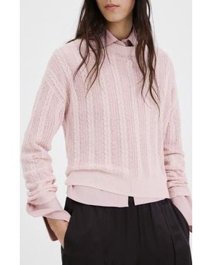 Mango Lace Pattern Sweater - Pink