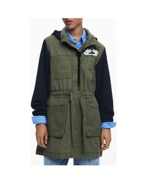 Desigual Mickey Combined Parka - Green
