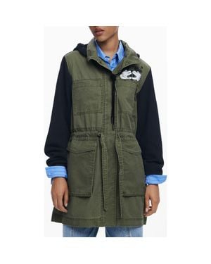 Desigual Mickey Combined Parka - Green