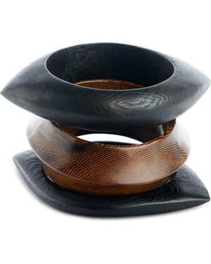 Isabel Marant Set Of 3 Wood Eye Bangle Bracelets - Black