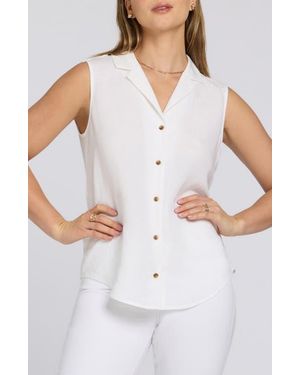 NYDJ Gabrielle Sleeveless Camp Shirt - White