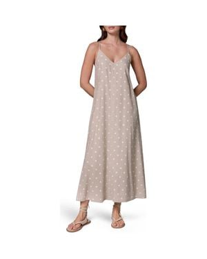 Donna Karan Polka Dot Linen Blend Dress - Natural