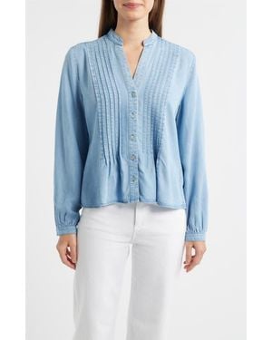 Cloth & Stone Pintuck Chambray Button-Up Shirt - Blue
