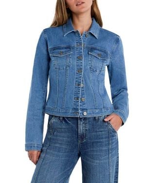 HINT OF BLU Sleek Stretch Denim Trucker Jacket - Blue