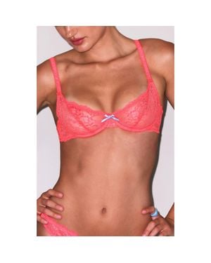 Fleur du Mal Bianca Lace Underwire Balconette Bra - Pink