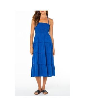 Roxy Ellie Smocked Midi Sundress - Blue