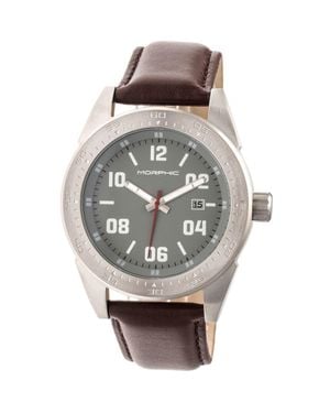 Morphic M63 Series Leather-Band Watch W/Date - Metallic