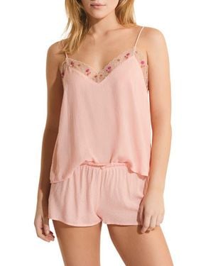 Etam Freesia Floral Lace Trim Camisole - Pink