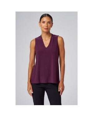Franne Golde Luxe Stretch V-Neck Sleeveless Shell - Purple