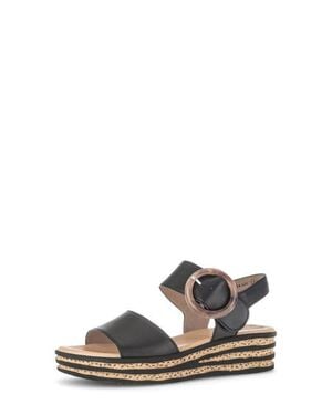 Gabor Ankle Strap Wedge Sandal - Black