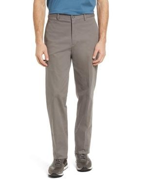 Berle Charleston Khakis Flat Front Stretch Sateen Pants - Gray
