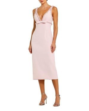 Mac Duggal Plunging V Neck Bow Detail Mini Dress in Pink | Lyst