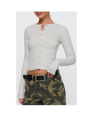 Princess Polly Sandra Dee Crop Rib Top - Gray