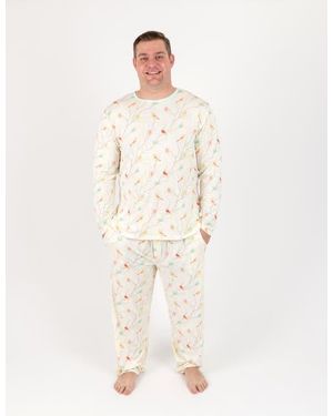 Leveret Viscose Matching Family Holiday Pajamas, Reindeer & Polar Bear Prints - Natural