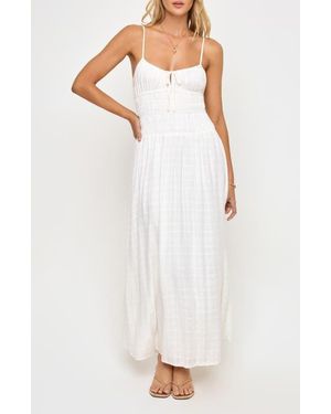 LSPACE Tala Shirred Waist Cover-Up Maxi Sundress - White