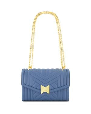 Mac Duggal Chain Quilted Napa Leather Handbag - Blue