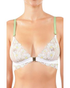 Huit Dance Des Fleurs Embroidered Mesh Bralette - Multicolor