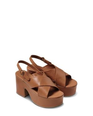 Beek Emu Slingback Platform Sandal - Brown