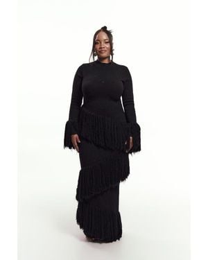 Ofuure Eme Sequin Fringe Maxi Dress - Black