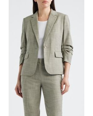 Anne Klein Scrunch Sleeve One-Button Blazer - Green