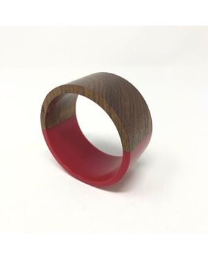 Youzey Two-Tone Wood Statement Stacking Bangle - Red