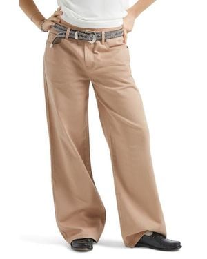 Brixton The Chloe Embroidered Pocket Wide Leg Jeans - Natural