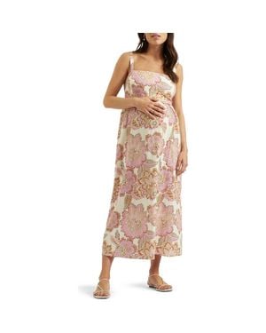 Ripe Maternity Hope Tie Back Linen Blend Dress - Brown