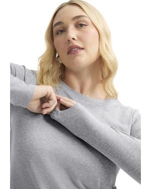 June + Vie Ribbed Crewneck Top - Gray