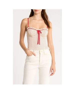 Reformation Andrea Polka Dot Top - Pink