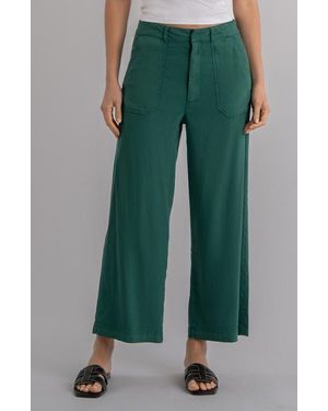 Kut From The Kloth Topaz High Waist Crop Wide Leg Linen Blend Pants - Green