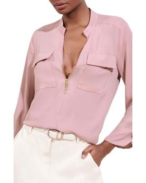 Lipsy Half Zip Utility Top - Pink