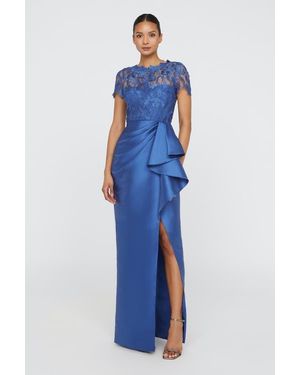 THEIA Selena Column Draped Dress - Blue
